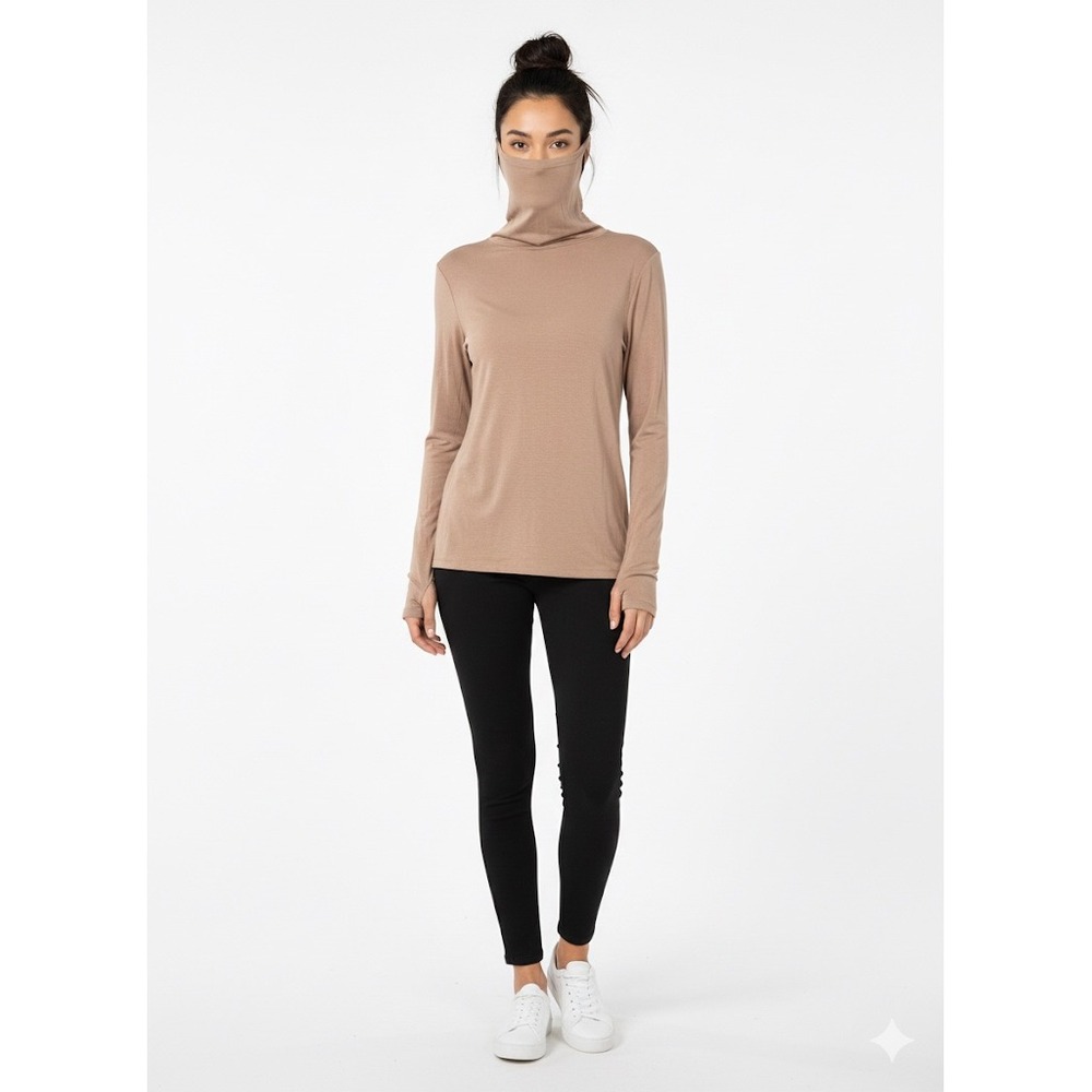 EXPRESS Women's Mock Balaclava Neck Long Sleeve Top Dusty Rose Size Medium NWT